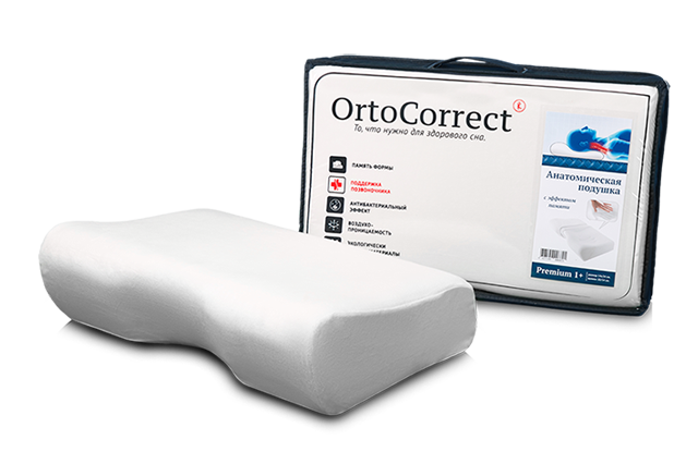 Подушка под голову ортопедическая OrtoCorrect Premium 1Plus