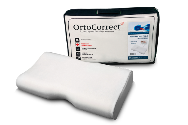 Подушка под голову ортопедическая OrtoCorrect Premium 2Plus