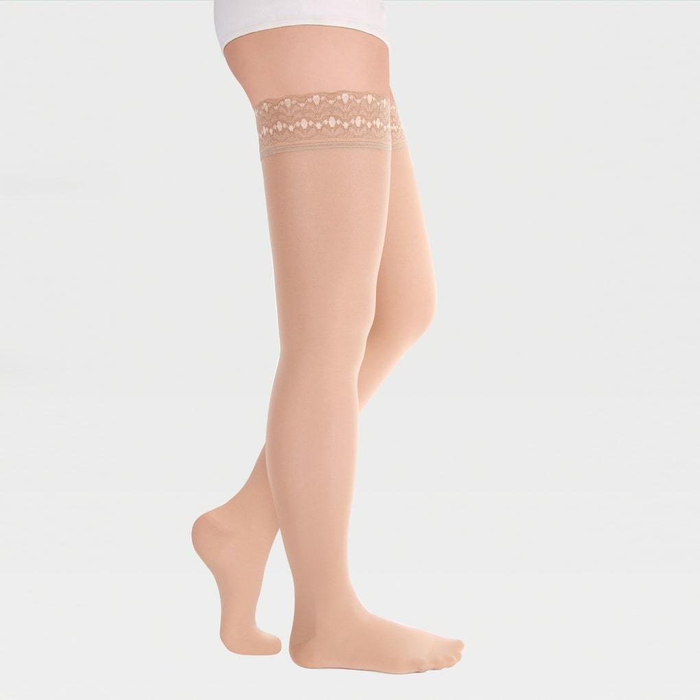 Чулки женские с закрытым носком и ажурной резинкой полупрозрачные ID-301T