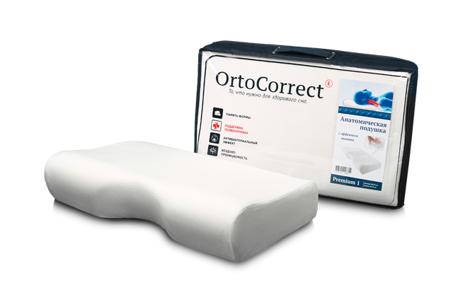 Подушка под голову ортопедическая OrtoCorrect Premium 1
